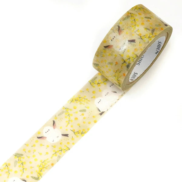 シマエナガとミモザ