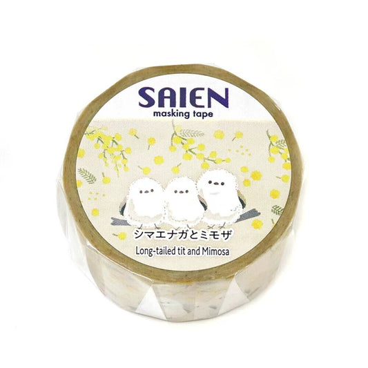 シマエナガとミモザ